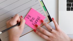 fill the funnel post it note