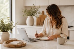 House manager organizing home schedule and coordinating daily tasks